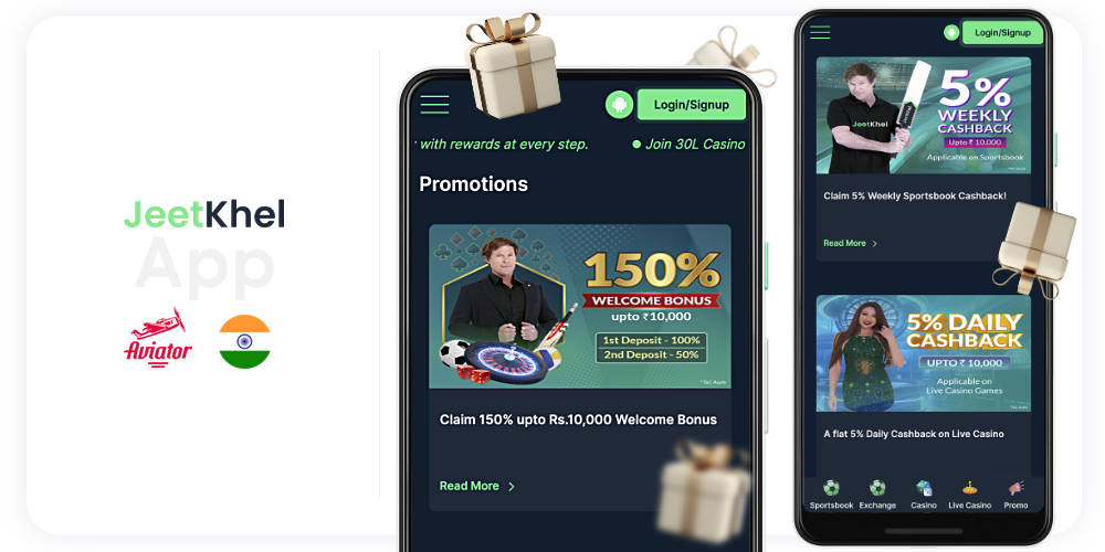 There are various bonuses and promotions available on the Jeetkhel mobile app