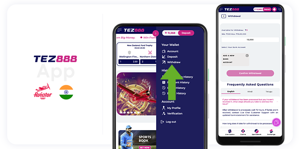 To withdraw money from Tez888 app - you need to fulfill several conditions